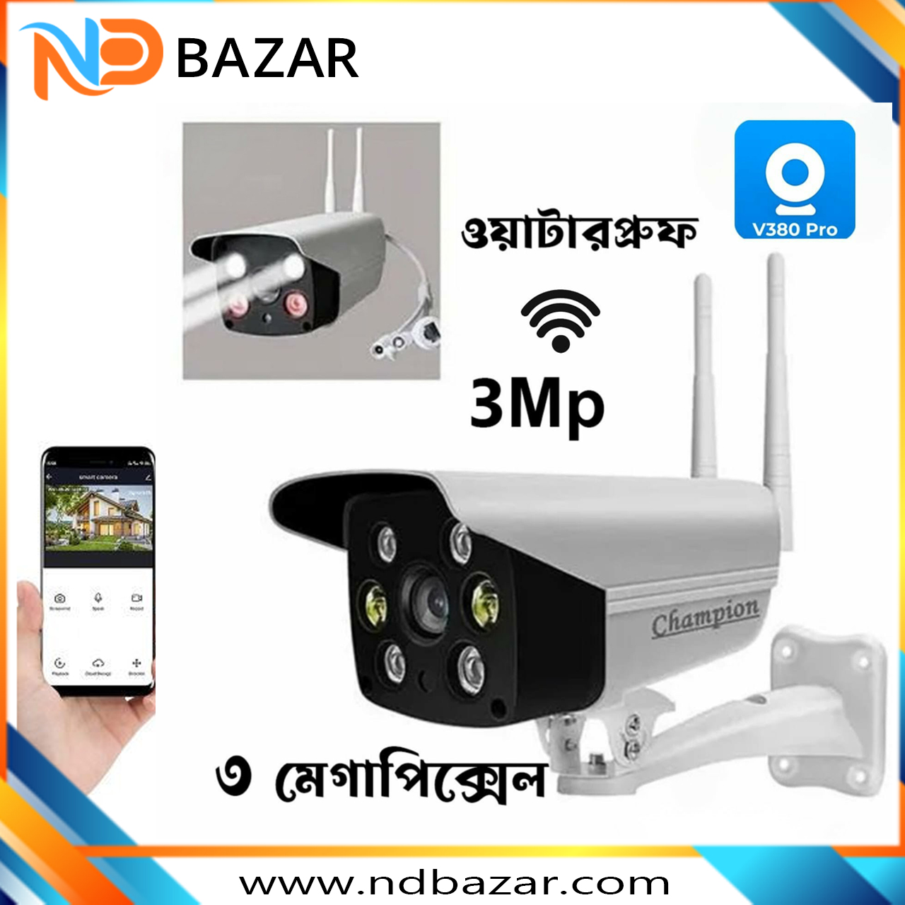 3mp Waterproof day night colour camera 1year replacement warranty