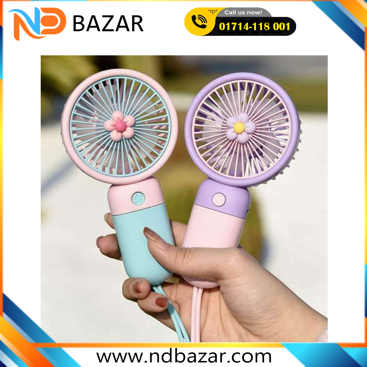 USB Mini Handheld Wind Power Fan With Portable Phone Holder Student Office